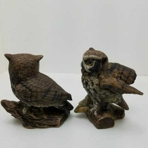 Rare Vintage Homco Ceramic Owl figurines set of two owls - Picture 4 of 6